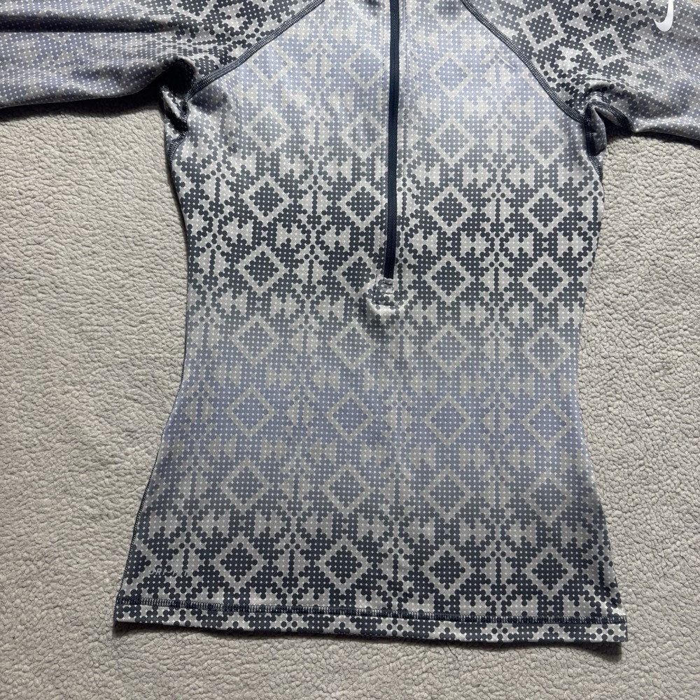 Nike Pro Top Womens Small Geometric Mock Neck 1/2 Zip Long Sleeve Pullover Gym - Picture 4 of 14